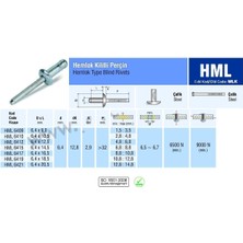 Piton Perçin Çelik Hemlock Kilitli Ağır Hizmet Perçini 6.4X10.5 mm - 250 Adet