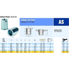 Piton Perçin Altıköşe Sıfır Kafa Çelik Somun Perçin M10 Metrik 10 - 500 Adet