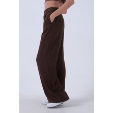 Feminist Kahve Yüksek Bel Bol Paça Keten Pantolon 01020661.05