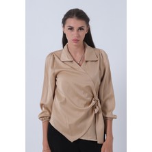 Feminist Bej Yandan Bağlamalı Şifon Bluz 41620062.55