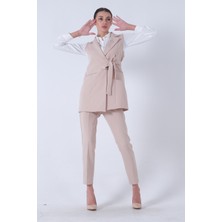 Feminist Taş Kalp Broşlu Gömlek-Yelek-Pantolon 3'lü Takım 4595036.50