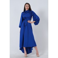 Saks Degaje Saten Balon Kol Tesettür Elbise 5305035.26