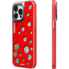 YoungKit Apple iPhone 14 Pro Max Uyumlu Kılıf Magsafe Şarj Özellikli Youngkit Quicksand Beads Serisi Kapak Kırmızı