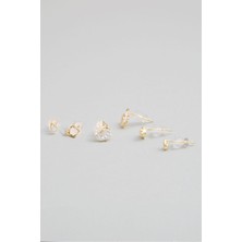 So CHIC Deniz İkonları 18 Ayar Sarı Altın Kaplama Gümüş Çoklu Küpe