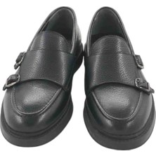 Milonek Shoes 12403100 Siyah Flotter Çift Tokalı