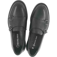 Milonek Shoes 12403100 Siyah Flotter Çift Tokalı