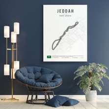 Pegziz Suudi Arabistan Cidde Pisti Formula 1 Kanvas Tablo Duvar Dekorasyon Sanatsal Tablo