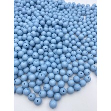 Hedef Bijuteri 100GR Opak Yuvarlak Açık Mavi Renk 10MM Top Model Akrilik Boncuk,çanta Boncuğu (~ 175 Adet)