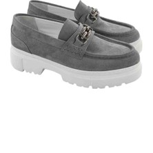 Milonek Shoes 13081510 Loafer Gri Süet Tokalı