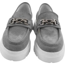 Milonek Shoes 13081510 Loafer Gri Süet Tokalı