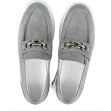 Milonek Shoes 13081510 Loafer Gri Süet Tokalı