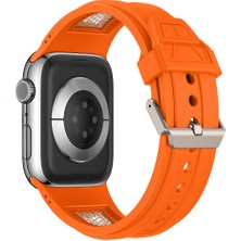 Five-E Apple Watch Uyumlu 45MM Hava Alabilen Metal Işlemeli Petek Desenli Silikon Rugged Kordon