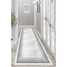 Thalia Home Ince Çerçeveli Kaymaz Tabanlı Yıkanabilir Baskılı Halı Yolluk