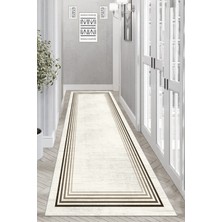 Thalia Home Ince Çerçeveli Kaymaz Tabanlı Yıkanabilir Baskılı Halı Yolluk