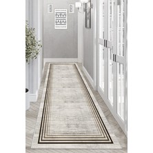 Thalia Home Ince Çerçeveli Kaymaz Tabanlı Yıkanabilir Baskılı Halı Yolluk