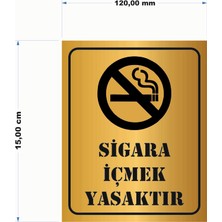 Güneş Lazer Sigara Içmek Yasaktır Yönlendirme Levhası Gold Aynalı Pleksi 15 x 12 cm
