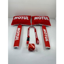 Tky Motul Oto Konfor Seti (Boyun Yastığı, Kemer Pedi, Ayna Ipi, Cam Süsü 6 Parça)