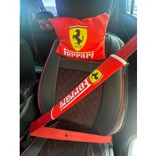 Tky Ferrari Boyun Yastığı Emniyet Kemer Pedi Kırmızı