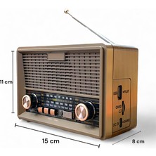 ROYALTREND Nostaljik Mini Radyo Hd Ses Kalitesiyle Güneş Panelli Nostalji Radyo(Bluetooth Özellikli)