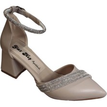 Yaz Kış Ayakkabı Yazkış Kadın Siyah Beyaz Gümüş Üzeri Bileği Taşlı 5cm Kalın Topuk Karnıyarık Düğün Nişan Abiye Ayakkabı