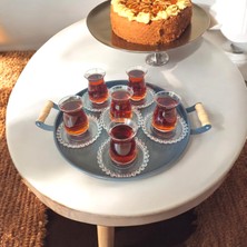 Ece Ev Modası Tepsi Seti Kulplu Metal Çay Tepsisi Kahve Tepsisi Sunum Kahvaltı 3'lü Tepsi Seti