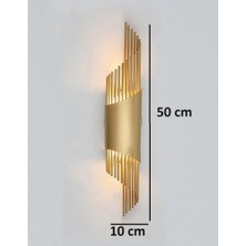 ŞANLED Sarkıt Modeli Metal Çift Yönlü Beyaz-Günışığı-Amber Işık Gold Kasa Duvar Aydınlatma Aplik-Pilli