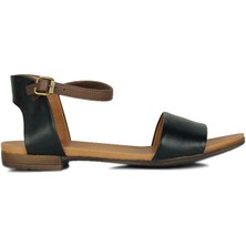 Fitbas 112675 014 Kadın Siyah Deri Büyük & Küçük Numara Sandalet