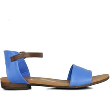 Fitbas 112675 425 Kadın Sax Mavi Deri Büyük & Küçük Numara Sandalet