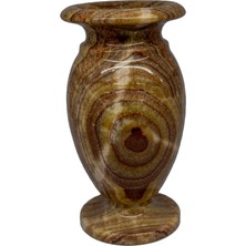 Taru Pasaj Oniks Doğal Taş Vazo - 20CM Damarlı Akik Taşı Desenli Vazo