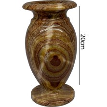 Taru Pasaj Oniks Doğal Taş Vazo - 20CM Damarlı Akik Taşı Desenli Vazo