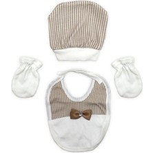 Bambino Ayıcıklı Kahve Papyonlu Yenidoğan Bebek 5 Li Hastane Çıkış Seti K2151