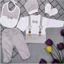 Bambino Ayıcıklı Kahve Papyonlu Yenidoğan Bebek 5 Li Hastane Çıkış Seti K2151