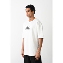 %100 Pamuk Plz Baskılı Oversize T-Shirt