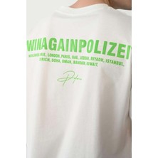 Unisex Polizei Baskılı %100  Pamuk Oversize T-Shirt