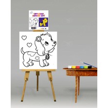Tuvvals Sayılarla Boyama Seti Sevimli Köpek 20 x 20 cm Tuval Çocuk Sayılarla Boyama