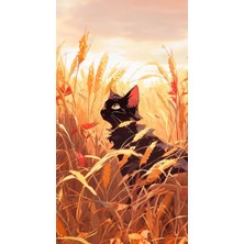 Buğday Tarlası Kedi Tasarım Poster 30X42 cm Çerçevesiz