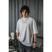 Acheron Oversize Düz Renk Baskılı T-Shirt