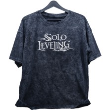 Fuddy Moda Oversize Solo Leveling 2030 Sırt Baskılı Yıkamalı T-Shirt, Unisex Anime Baskılı Retro Tişört