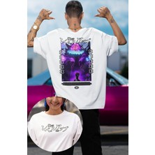 Fuddy Moda Oversize V3 Solo Leveling Ex5 Sırt Baskılı T-Shirt, Unisex Anime Baskılı Tişört