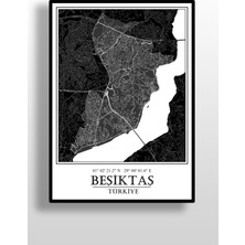 Hari Tasarım Beşiktaş Şehir Haritası Çerçevesiz Poster-Harita Sanatı, Map Art Design