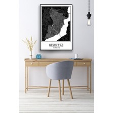 Hari Tasarım Beşiktaş Şehir Haritası Çerçevesiz Poster-Harita Sanatı, Map Art Design