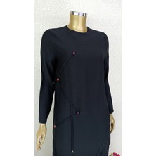 Saisei 12174 Sıfır Yaka Önü Desenli Yanı Büzgülü  Tunik Qys Tunik 12174 #23-09#