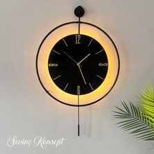 Sevinç Konsept Led'li Nero Tiktok 50 x 75 cm Siyah Orta Boy Modern Dekoratif Metal Duvar Saati