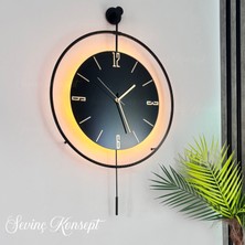 Sevinç Konsept Led'li Nero Tiktok 50 x 75 cm Siyah Orta Boy Modern Dekoratif Metal Duvar Saati