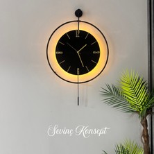 Sevinç Konsept Led'li Nero Tiktok 50 x 75 cm Siyah Orta Boy Modern Dekoratif Metal Duvar Saati