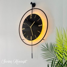 Sevinç Konsept Led'li Nero Tiktok 50 x 75 cm Siyah Orta Boy Modern Dekoratif Metal Duvar Saati