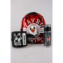 Beşiktaş LİSANSLI BEŞİKTAŞ "YAVRU KARTAL" TEK BÖLMELİ KÜÇÜK BOY 32 CM ANAOKUL ÇANTASI,BESLENME KABI VE 500 ML TRITAN MATARA SETİ