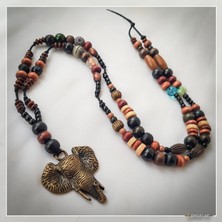 Z Jewelry Art Gogono - El Yapımı Etnik Otantik Bohem Kadın Erkek Unisex Fil Kolye