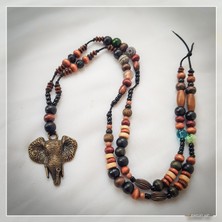 Z Jewelry Art Gogono - El Yapımı Etnik Otantik Bohem Kadın Erkek Unisex Fil Kolye