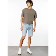 Denim Trip Straight Açık Indigo Erkek Denim Şort DT10720_STRAIGHT Fit Normal Bel Açı